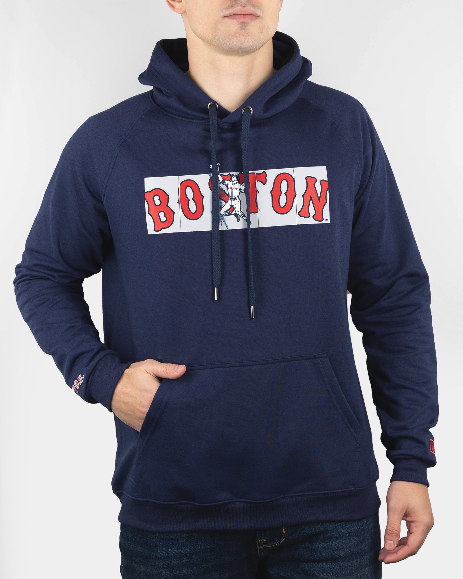 Boston Red Sox Embroidered Spell out Hooded Full Zip Sweatshirt Mens Sz XL  MLB