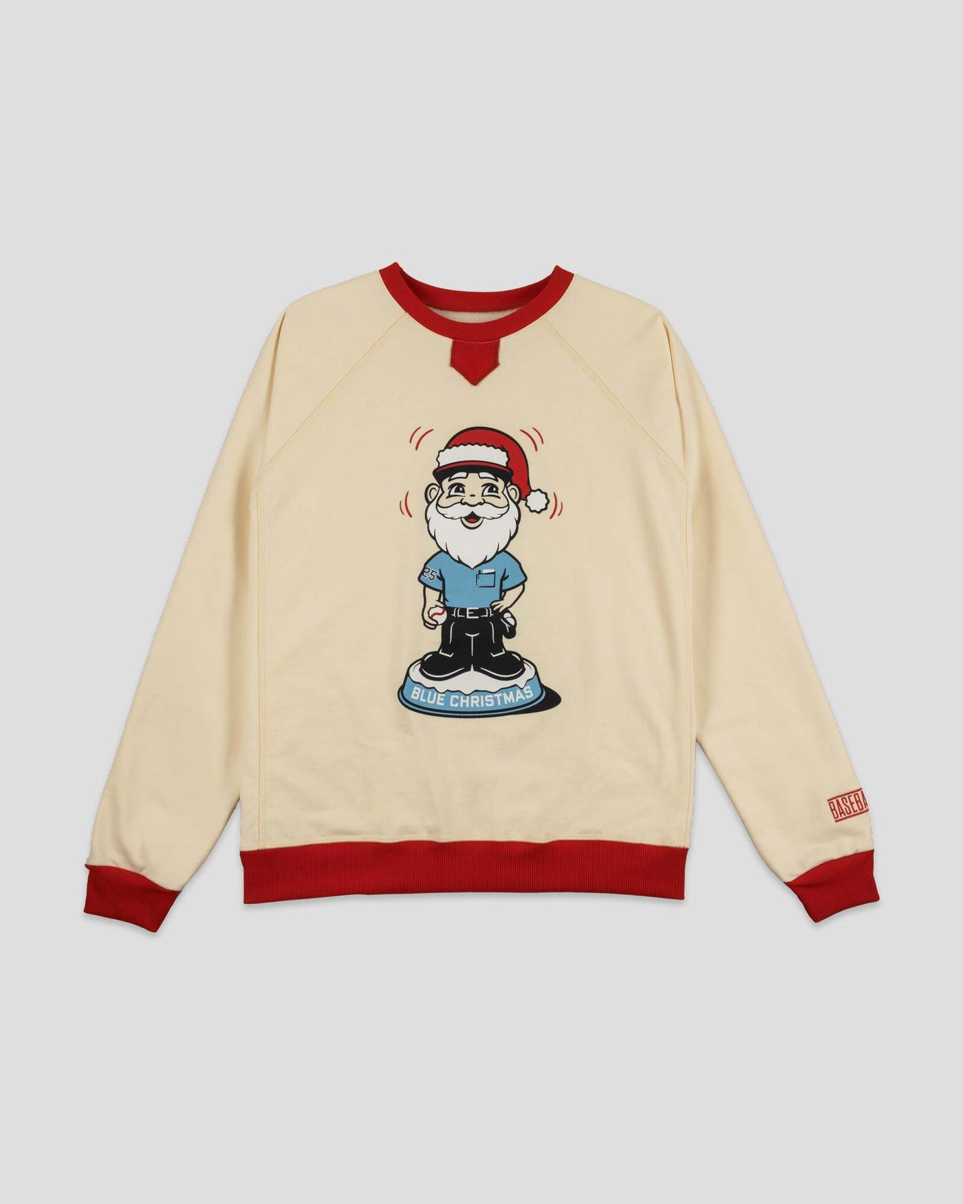 Blue Christmas Bobblehead Santa Sweater