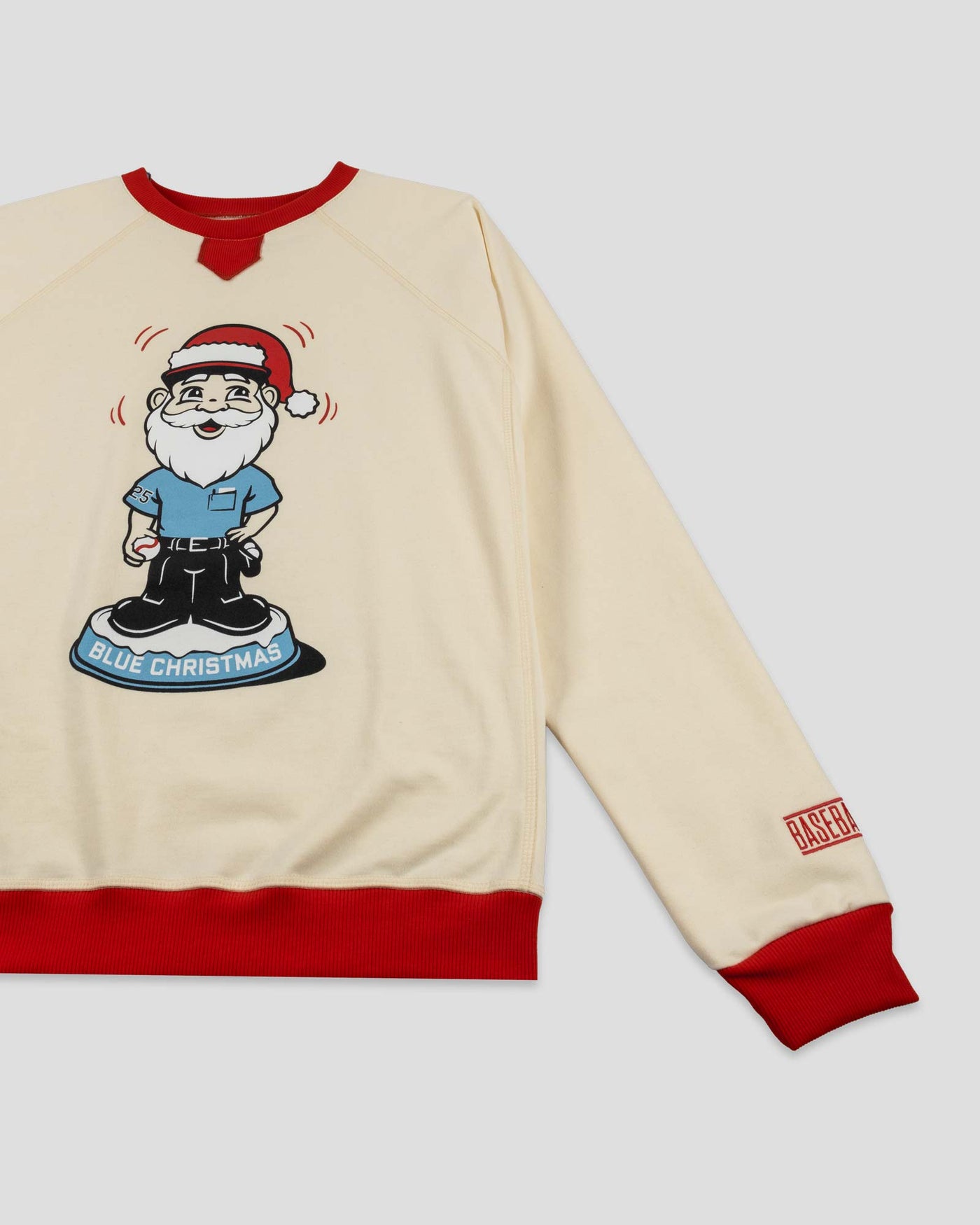 Blue Christmas Bobblehead Santa Sweater