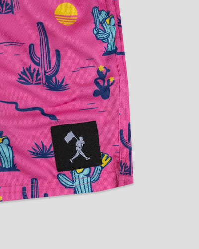 Spring Ball Cactus Diamond Air Youth Mesh Shorts - Pink