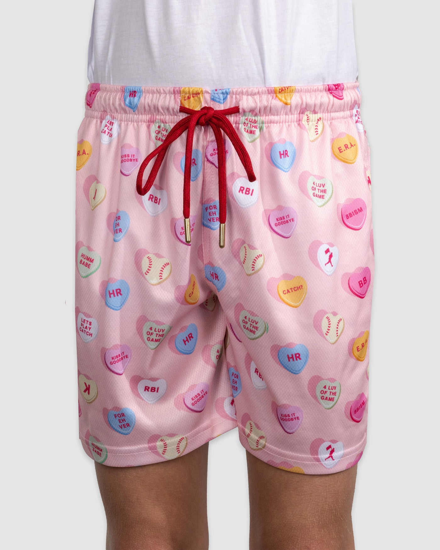 Candy Hearts Diamond Air Mesh Shorts - Youth