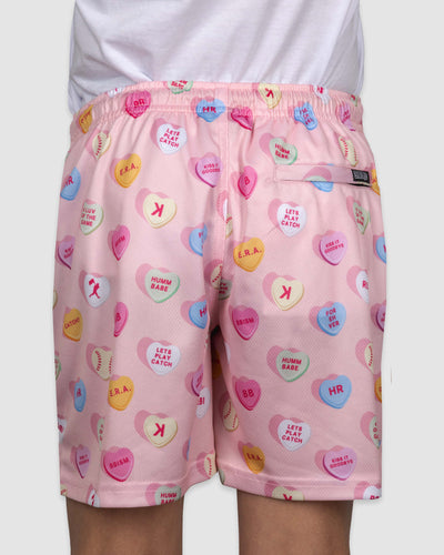 Candy Hearts Diamond Air Mesh Shorts - Youth