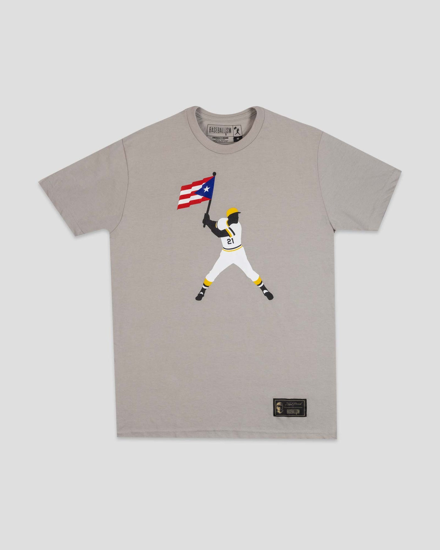 Clemente Swinging Flag - Baseballism Online