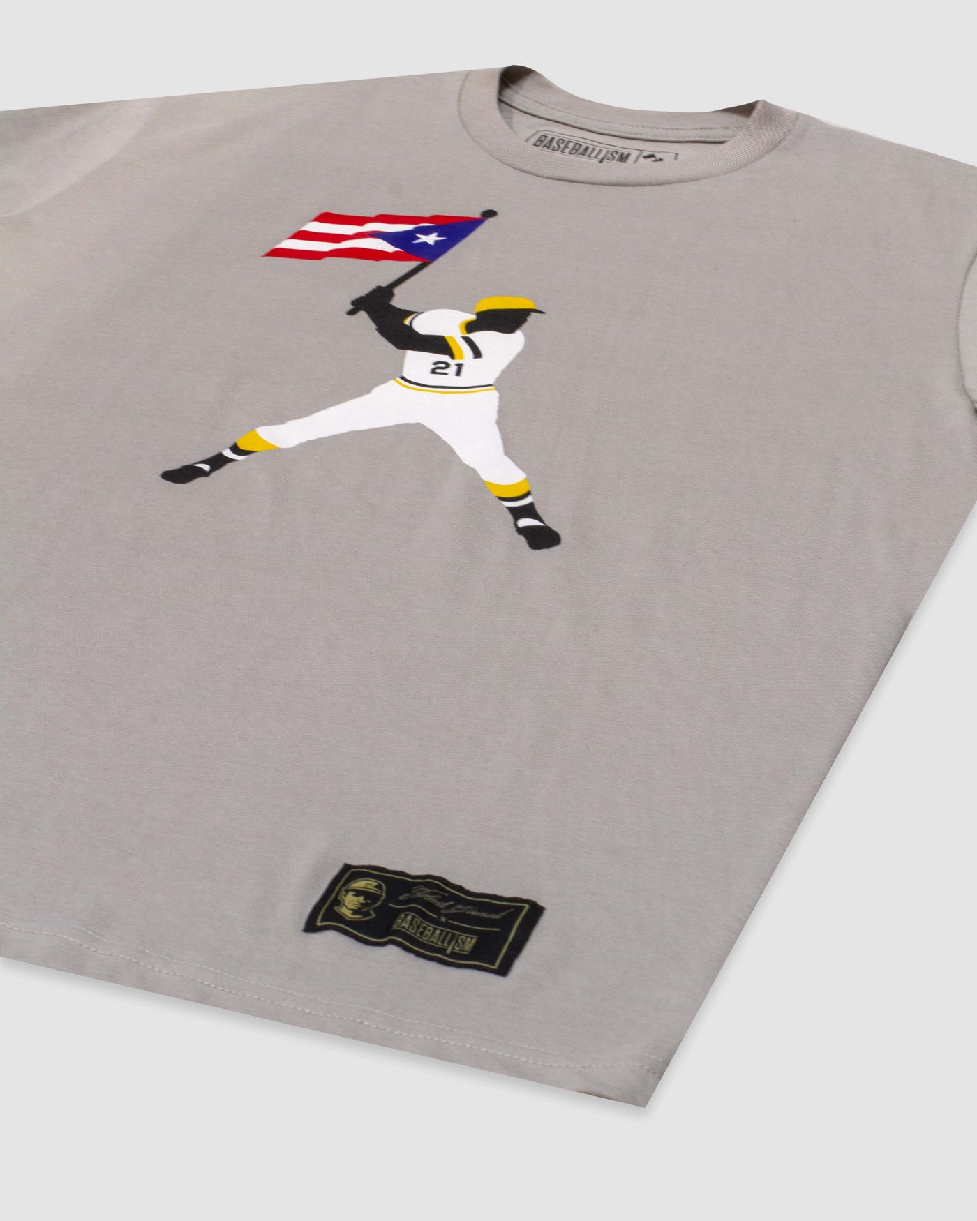 Clemente Swinging Flag - Baseballism Online