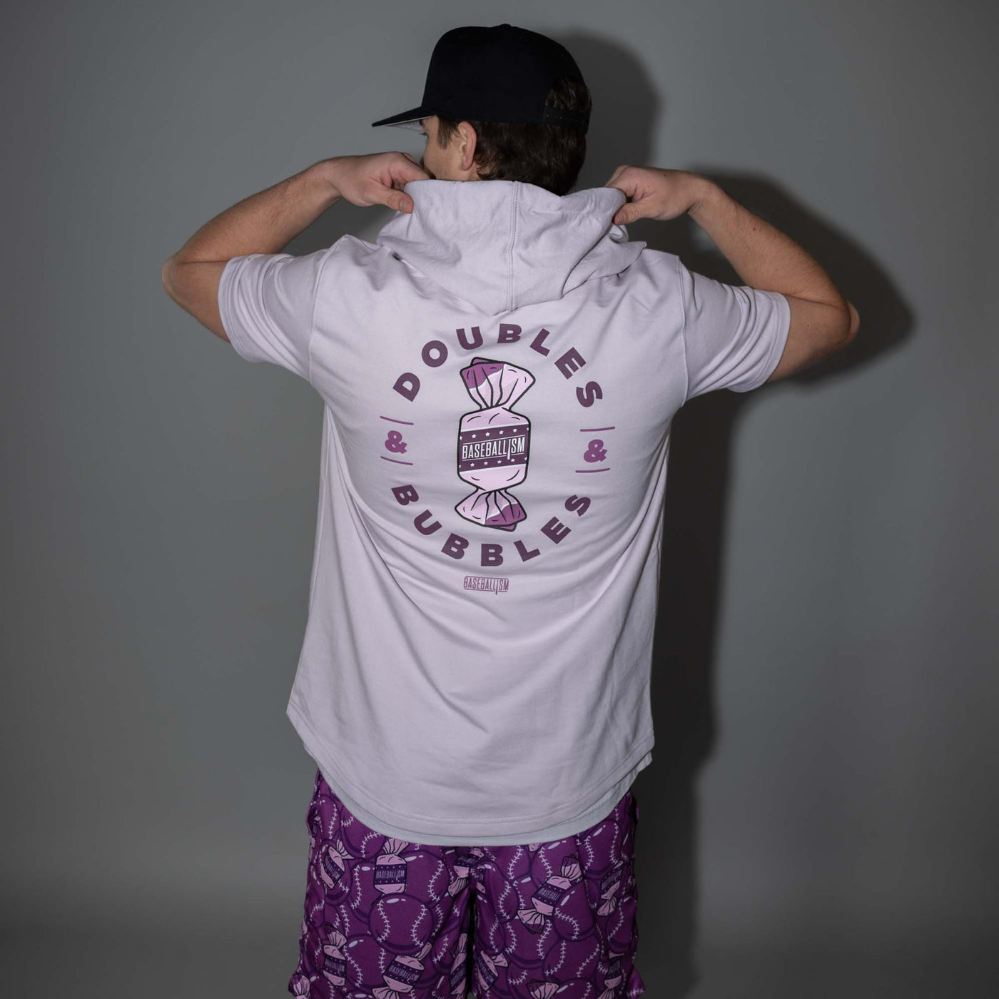 Doubles and Bubbles Short Sleeve Hoodie - Gottem' Grape