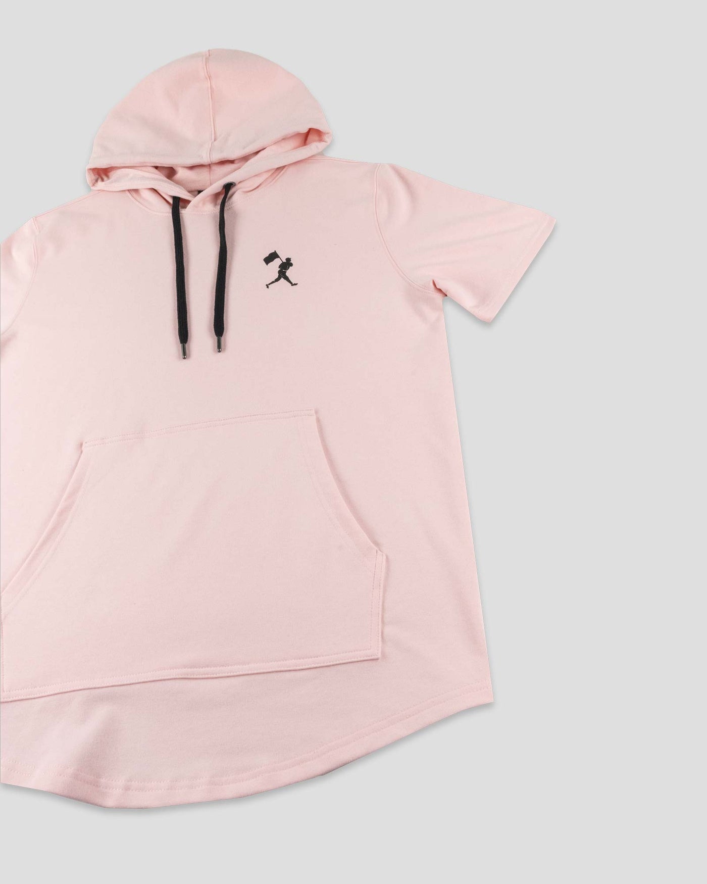 Flag Man Short Sleeve Hoodie - Cotton Candy Pink