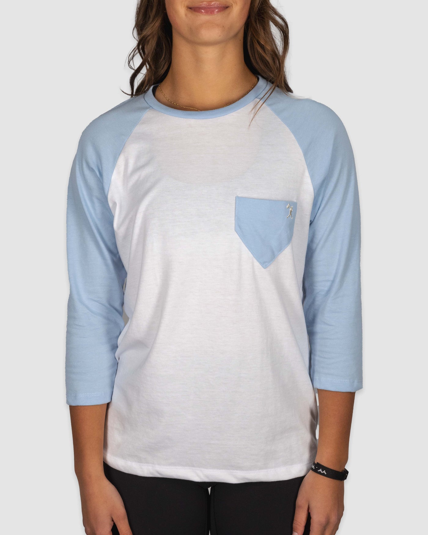 Homeplate Pocket Womens 3/4 Sleeve - Light Blue