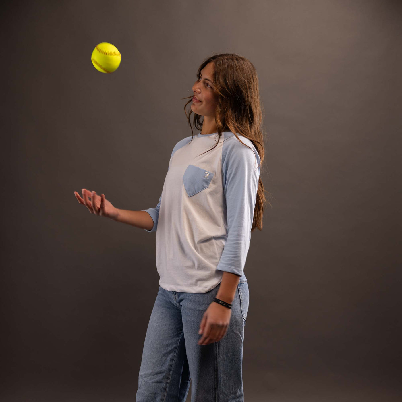 Homeplate Pocket Womens 3/4 Sleeve - Light Blue