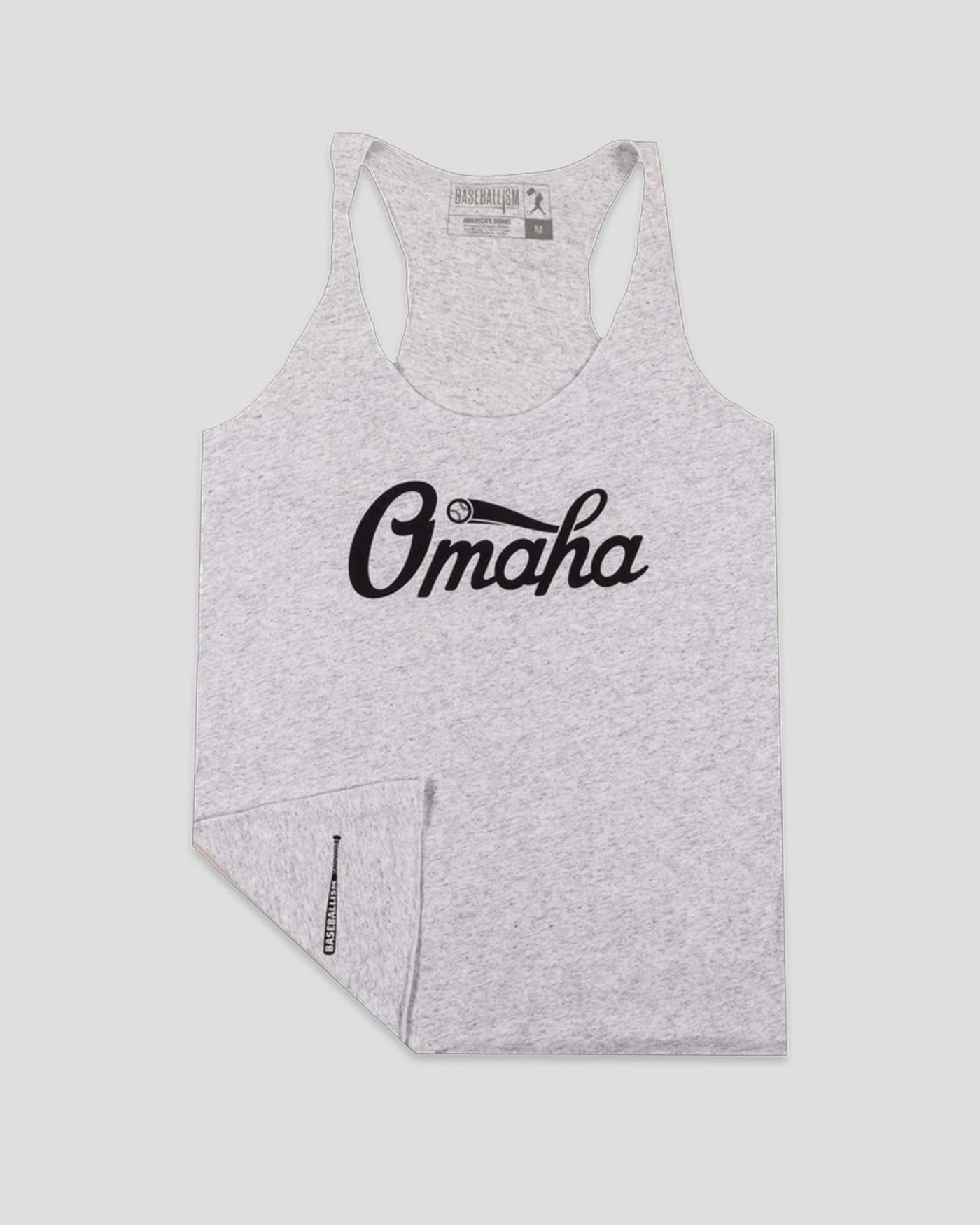 Camiseta sin mangas Omaha Script - Azul marino y blanco