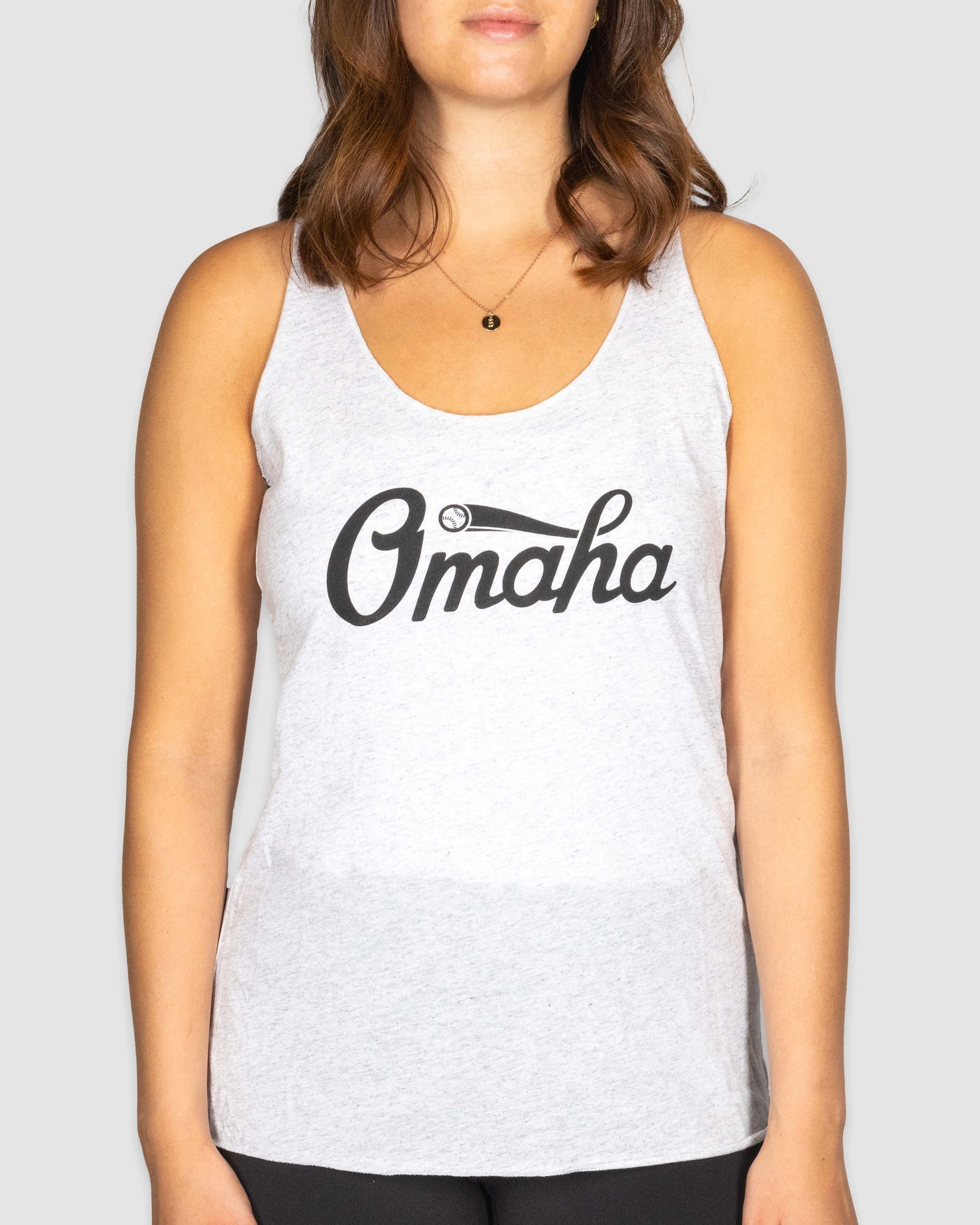 Camiseta sin mangas Omaha Script - Azul marino y blanco