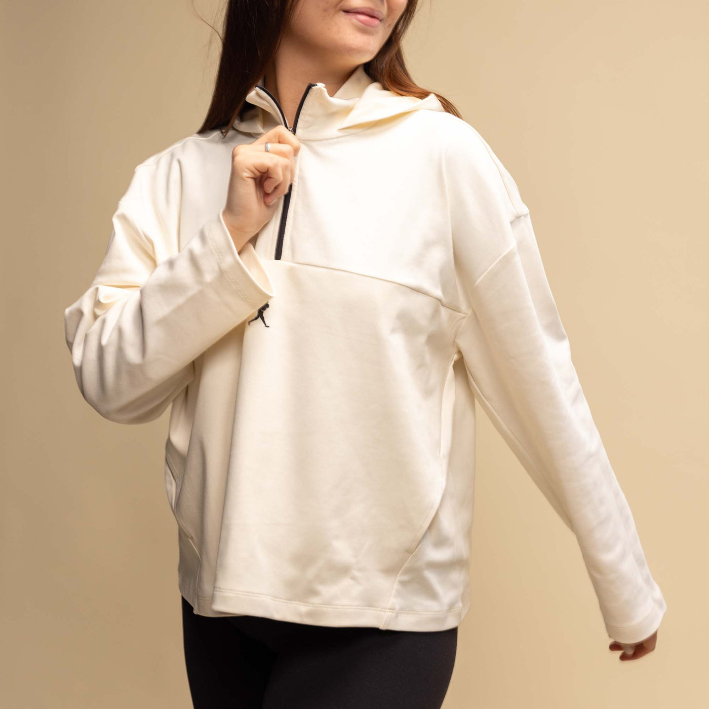 Scuba Quarter Zip Women's Hoodie - Whisper White