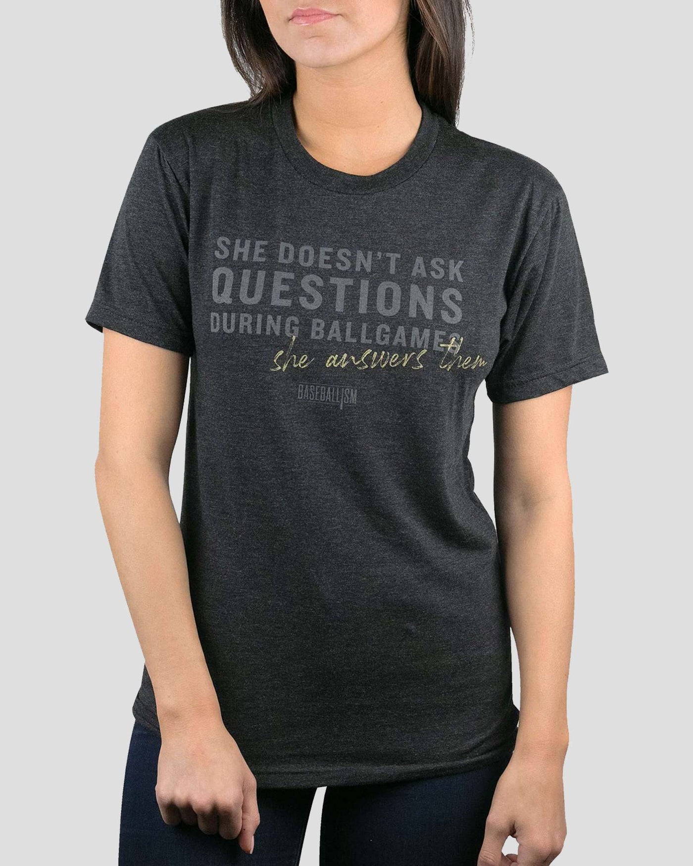 She Answers Them - Warm-up Tee - Baseballism Online