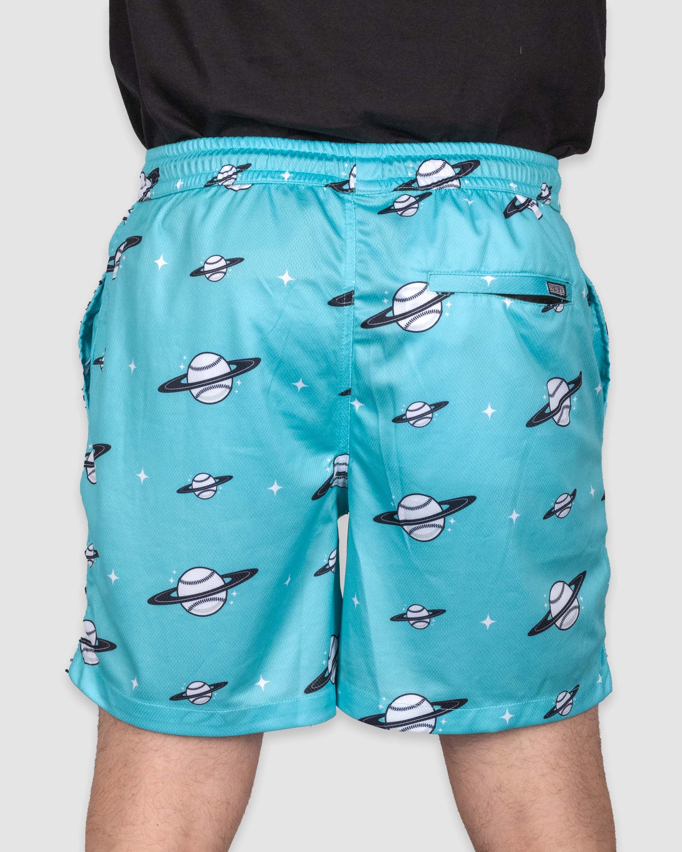 Space Ball Diamond Air Mesh Shorts - Black and Teal