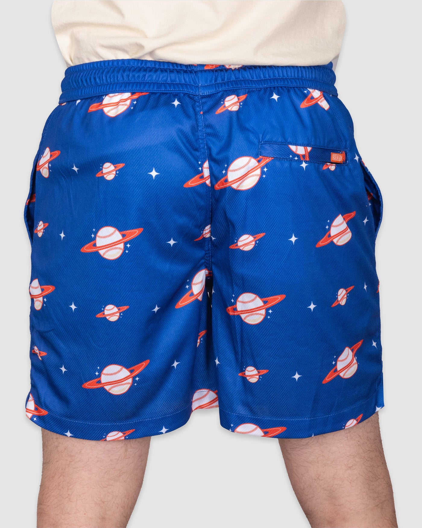 Space Ball Diamond Air Mesh Shorts - Blue and Orange