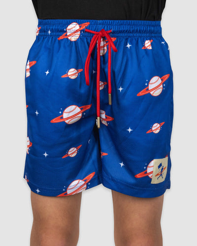 Space Ball Diamond Air Youth Mesh Shorts - Blue and Orange