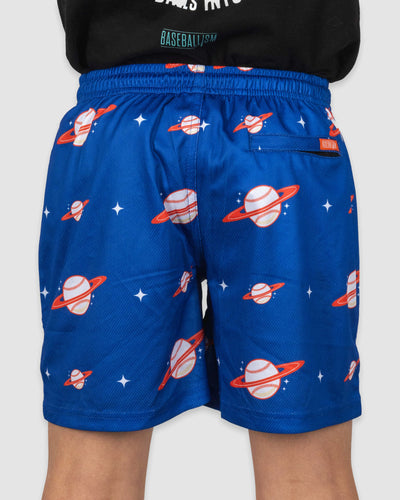 Space Ball Diamond Air Youth Mesh Shorts - Blue and Orange