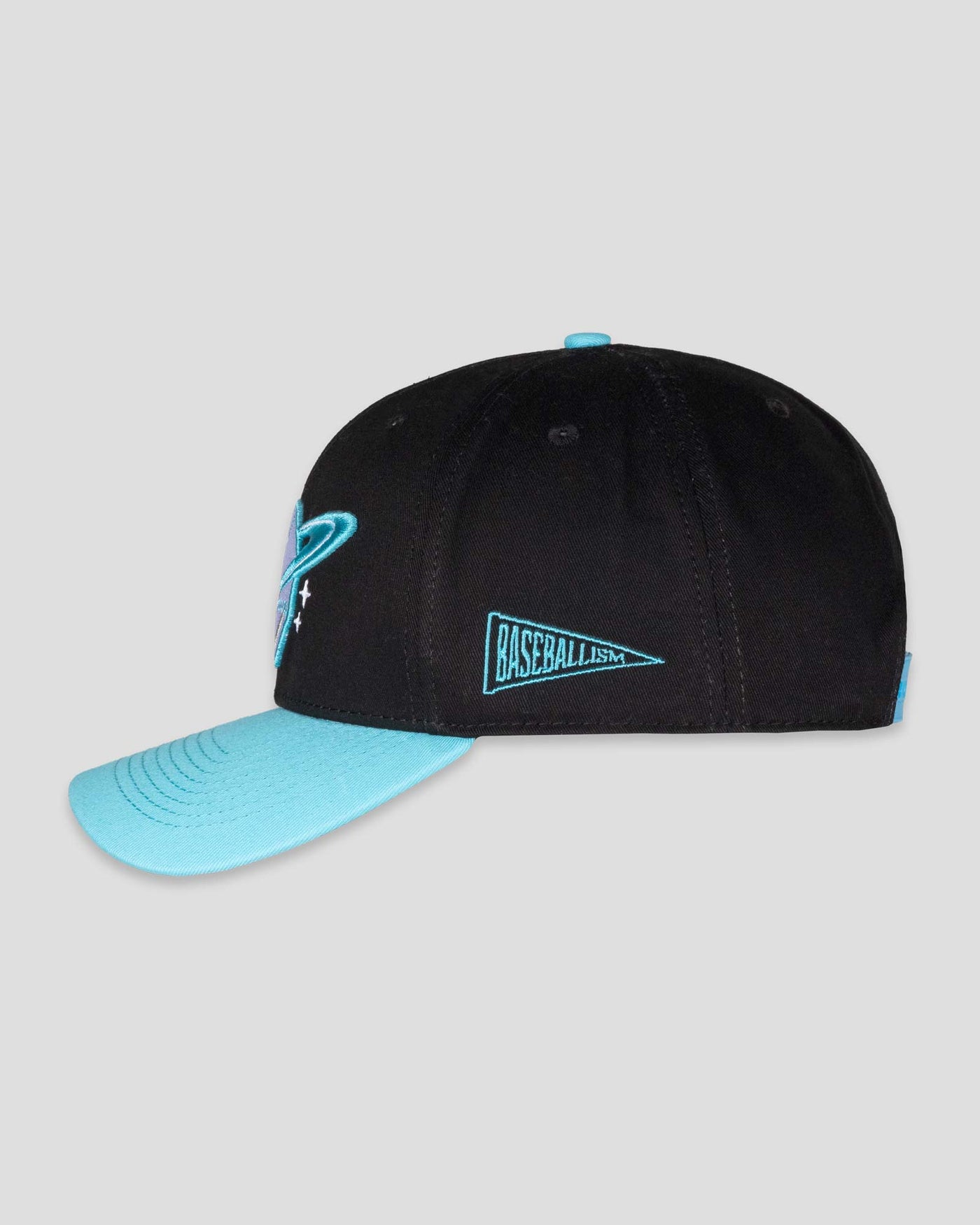 Space Ball Shallow Crown Snapback - Black and Teal