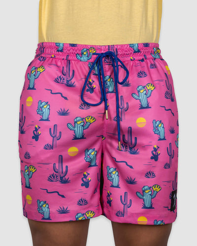 Spring Ball Cactus Diamond Air Mesh Shorts - Pink