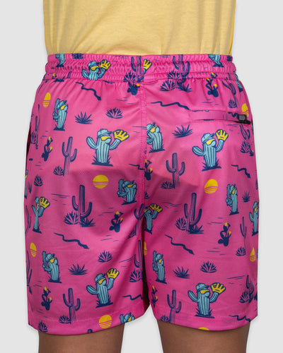 Spring Ball Cactus Diamond Air Mesh Shorts - Pink