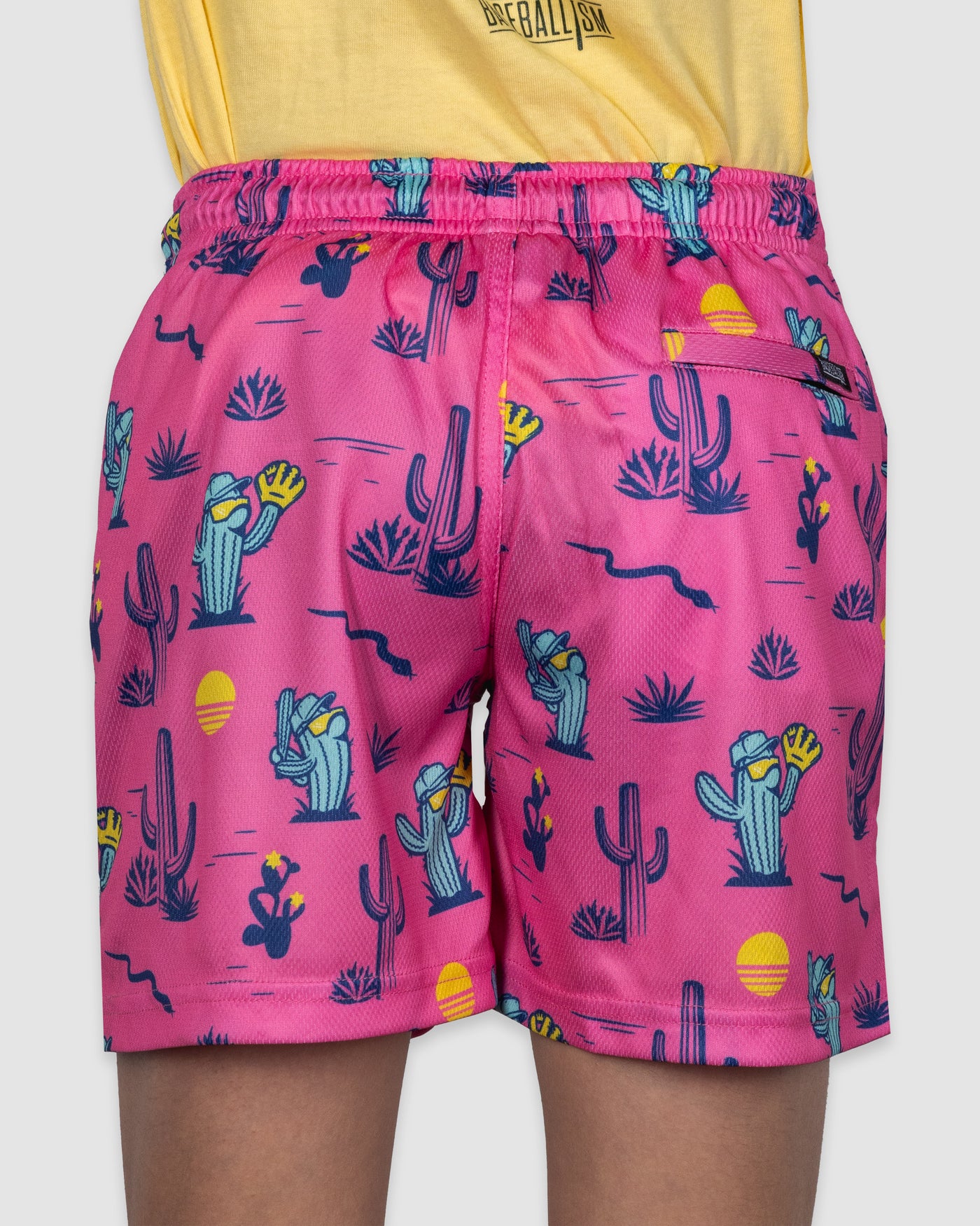 Spring Ball Cactus Diamond Air Youth Mesh Shorts - Pink