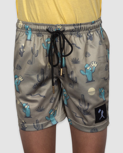 Spring Ball Cactus Diamond Air Youth Mesh Shorts - Tan