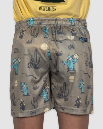 Spring Ball Cactus Diamond Air Youth Mesh Shorts - Tan