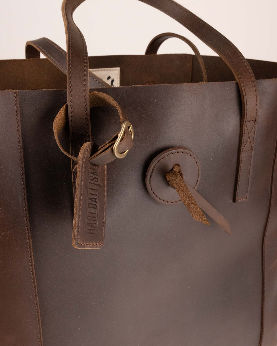 Glove top Brown Leather Large Tote Bag