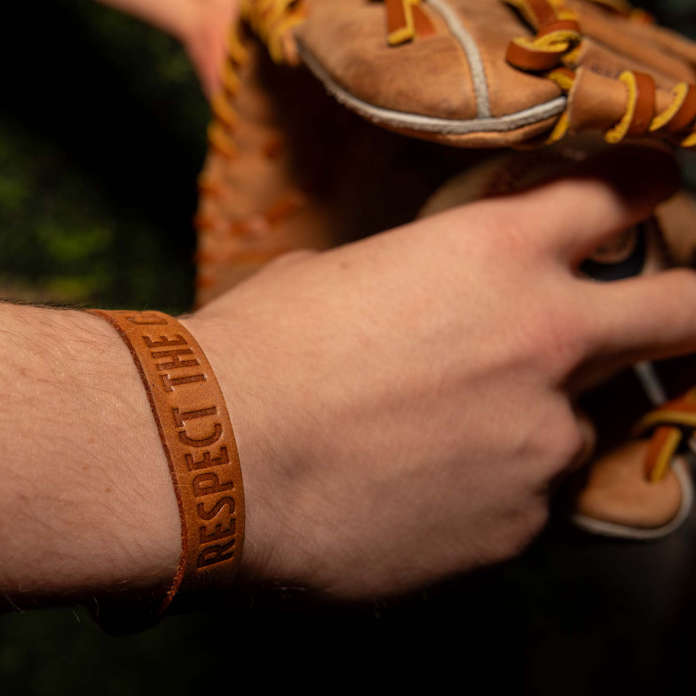 Respect the Game Single Loop Bracelet - Light Brown - Baseballism Online