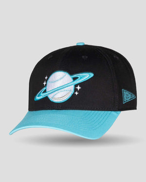 Space Ball Shallow Crown Snapback - Black and Teal - Baseballism Online