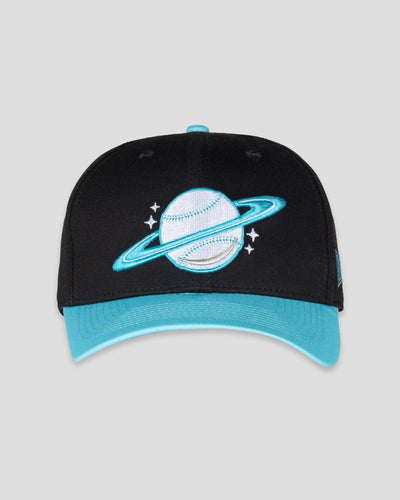 Space Ball Shallow Crown Snapback - Black and Teal - Baseballism Online