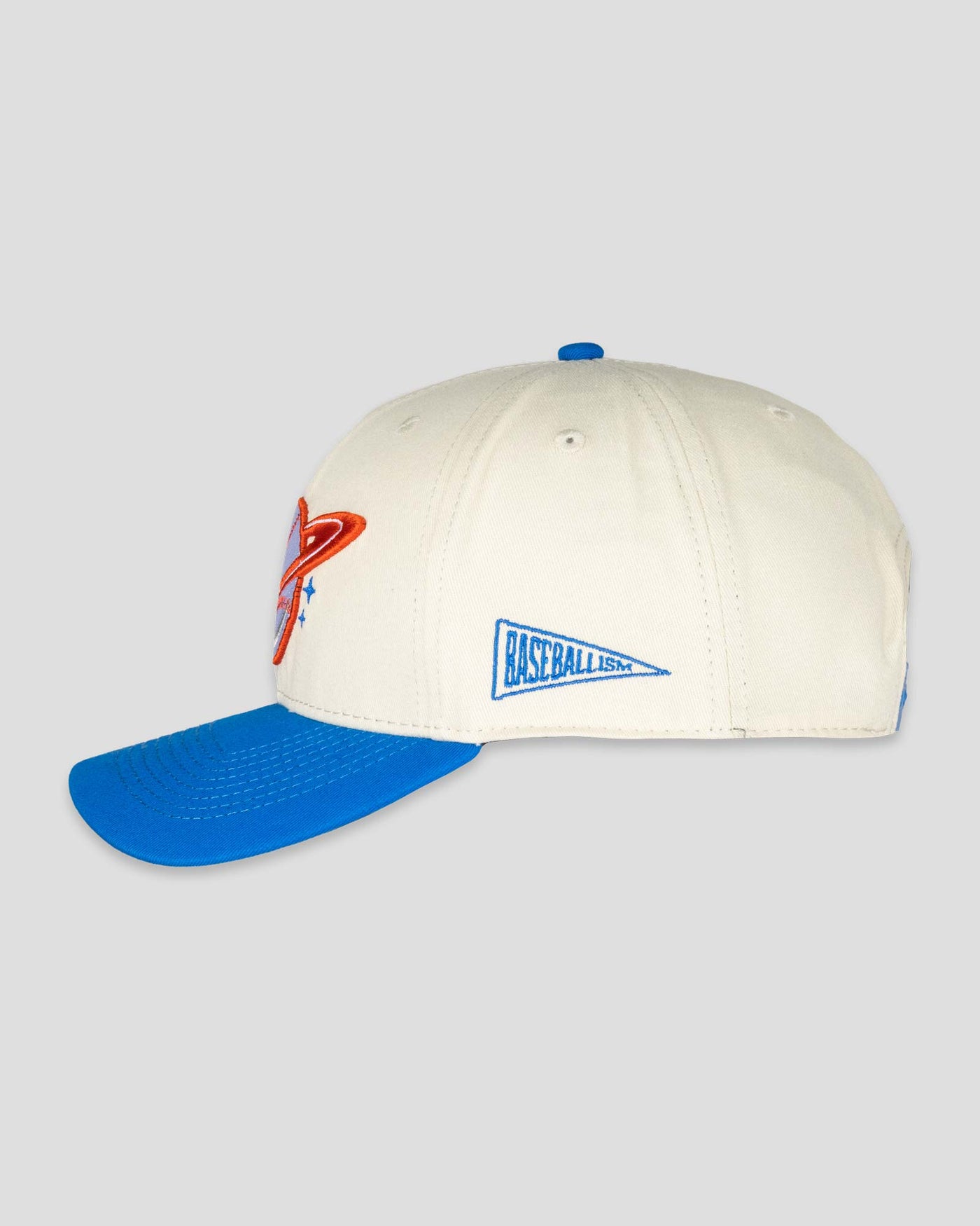 Space Ball Shallow Crown Snapback - Blue and Orange - Baseballism Online