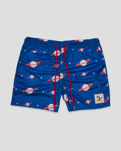 Space Ball Diamond Air Mesh Shorts - Blue and Orange - Baseballism Online