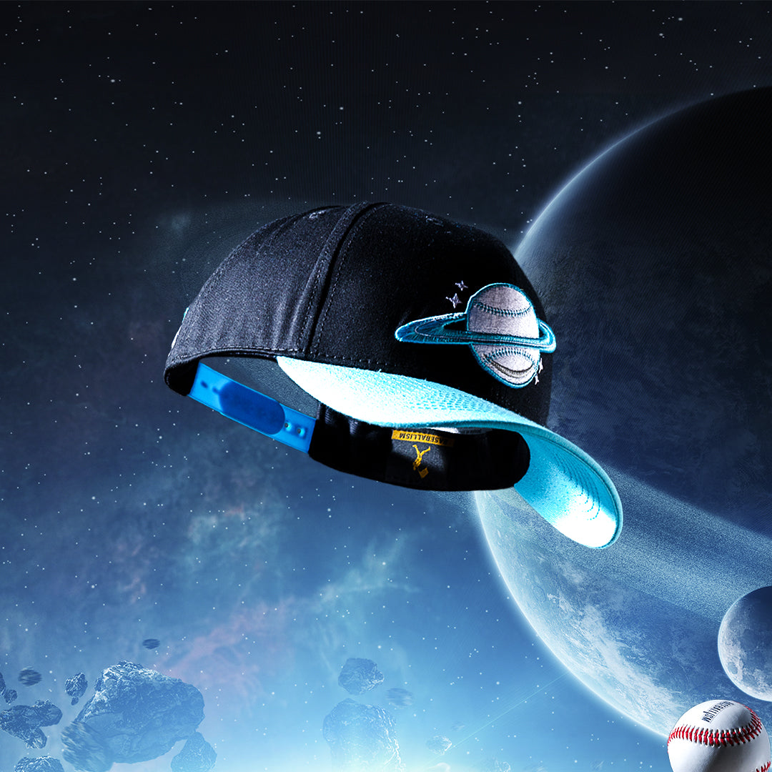 Space Ball Shallow Crown Snapback - Black and Teal