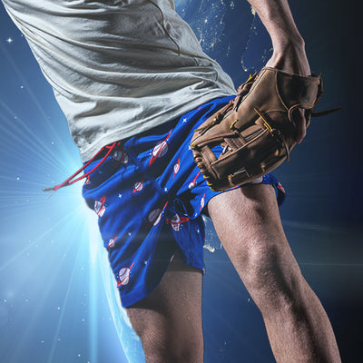 Space Ball Diamond Air Mesh Shorts - Blue and Orange