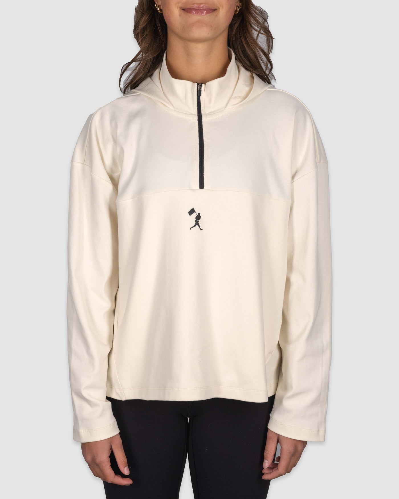 Ballpark Scuba Quarter Zip Women's Hoodie - Whisper White - Baseballism Online