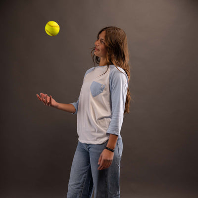 Homeplate Pocket Womens 3/4 Sleeve - Light Blue - Baseballism Online