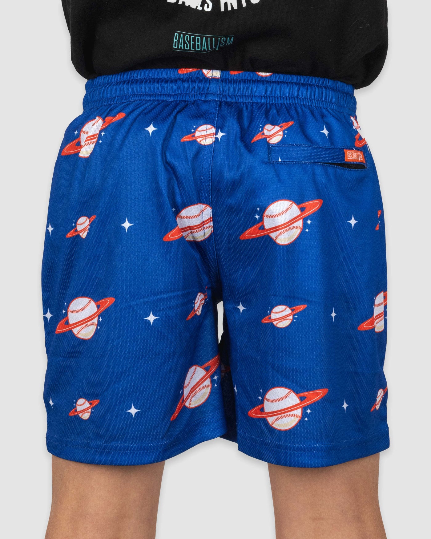 Space Ball Diamond Air Youth Mesh Shorts - Blue and Orange - Baseballism Online