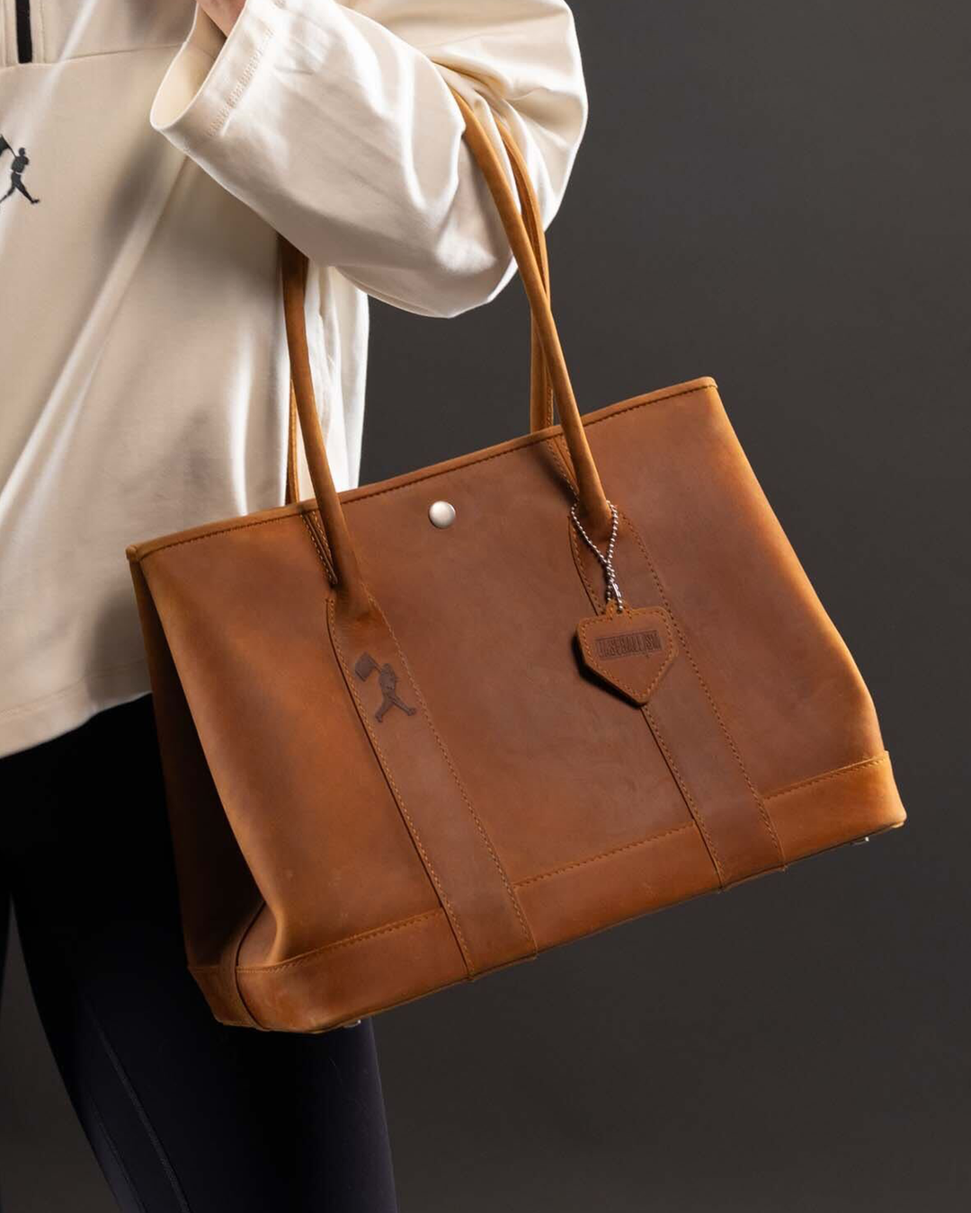 Fashion Baseballism Cathy LARGE zip tote-Chocolate