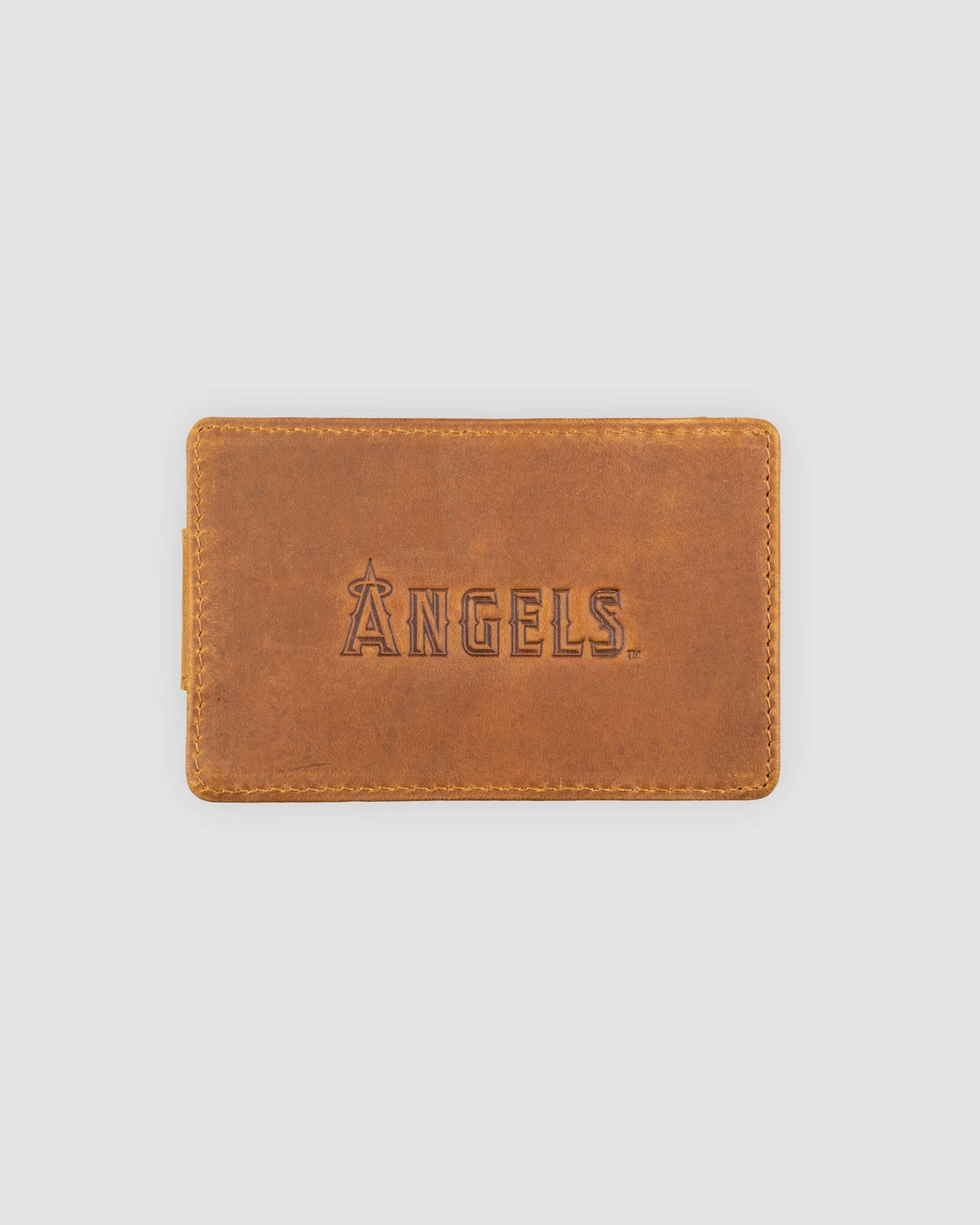 Cartera con clip para billetes de cuero con guante de hombre con bandera - Angelinos de Los Ángeles 