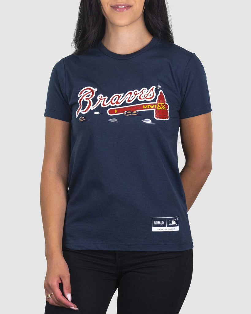 Baseballism Get Your Peanuts! Women's Warm-Up Tee - Atlanta Braves Medium