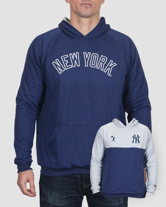 Men's sale Navy/Gray New York Yankees Reversible Poly Twill Full-Snap Hoodi