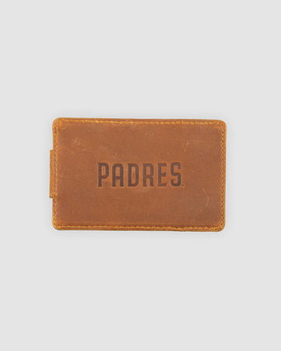 Cartera con clip para billetes de cuero con guante de hombre con bandera - San Diego Padres 